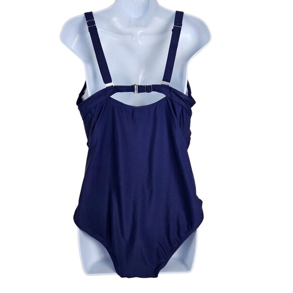 Daci Womens Tummy Control Backless 18W Plus Size Swimwear Adjustable Straps Blue - Picture 4 of 9
